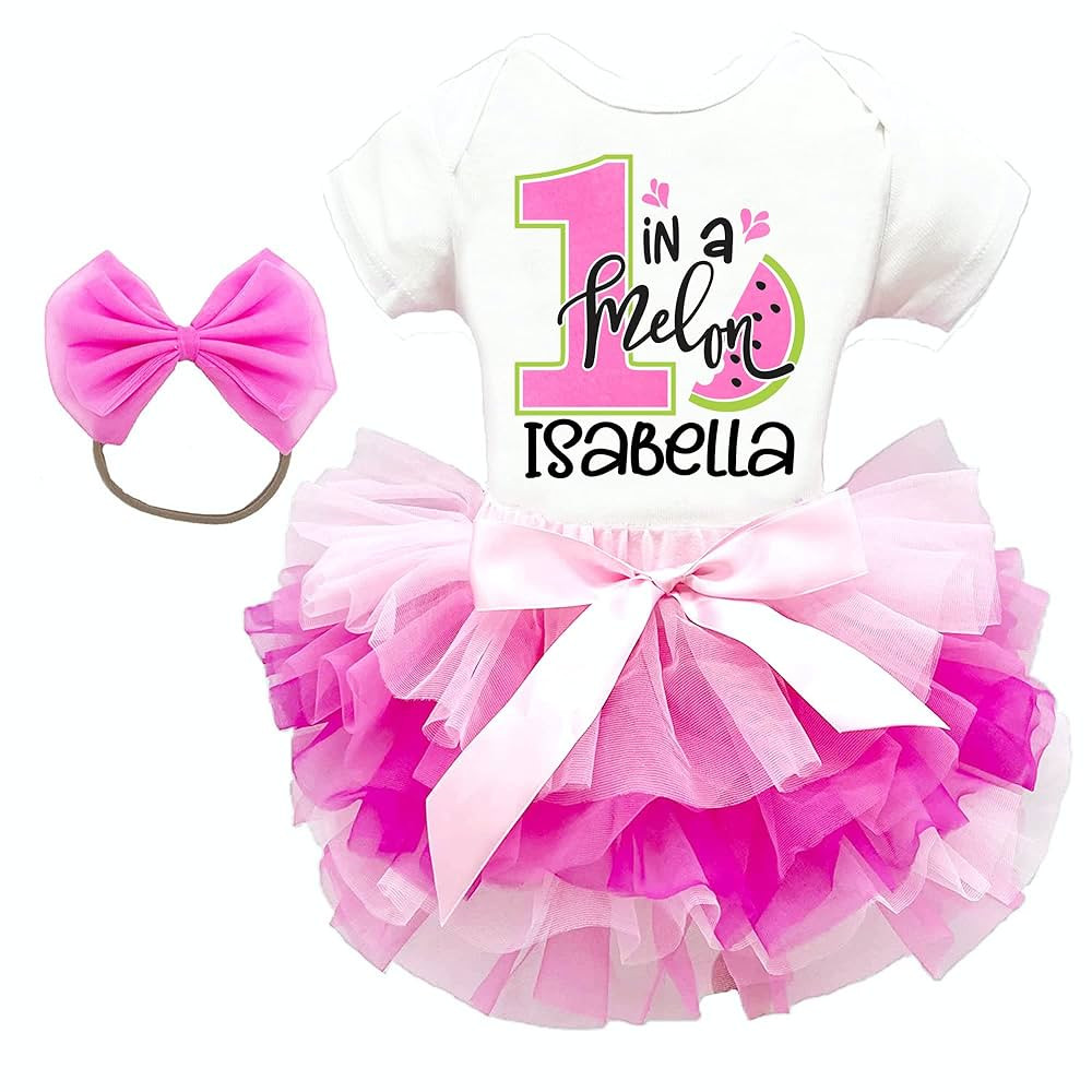 One in a Melon Outfit Watermelon Outfits for Baby Girl Pink Tutu Skirt and One in a Melon Outfits... | Amazon (US)