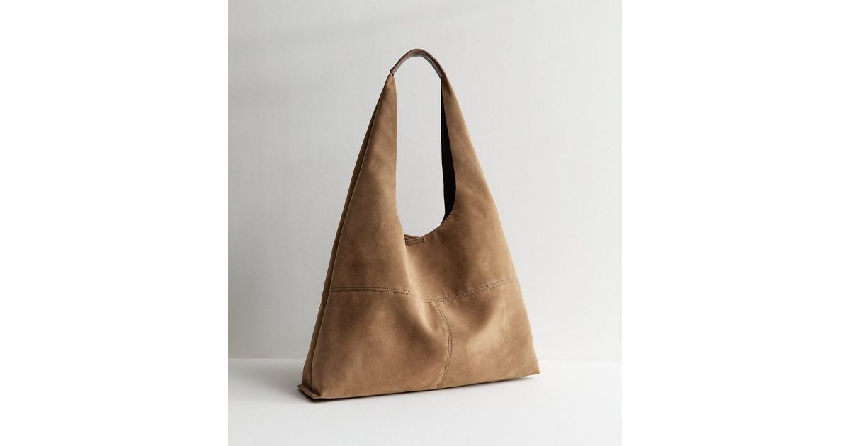 Camel Oversized Faux Suede Panel Tote Bag | New Look | New Look (UK)