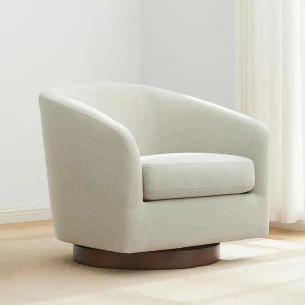 CHITA Swivel Accent Chair Fabric, Round Barrel Arm Chair Living Room, Linen | Walmart (US)