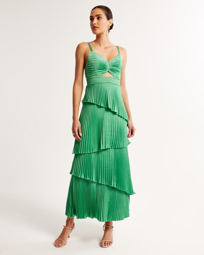 The A&F Giselle Pleated Tiered Maxi Dress | Abercrombie & Fitch (US)