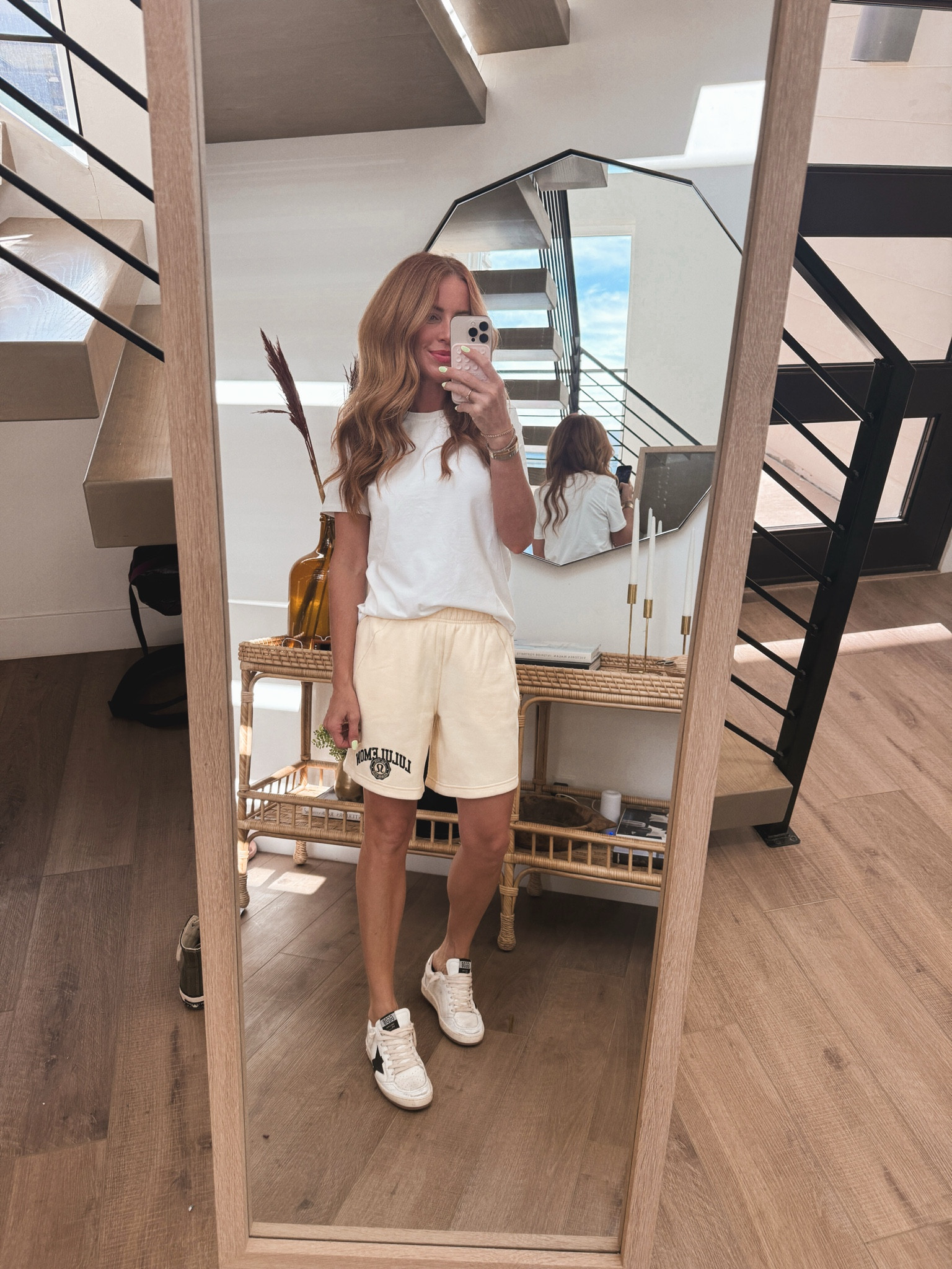 Wearing my true size in the top and bottoms. Can’t get enough of these sweat shorts and the color is so fun for spring! #ad #lululemoncreator @lululemon