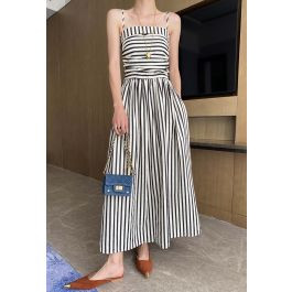 Modern Classic Stripe Textured Shirred Cami Dress | Chicwish