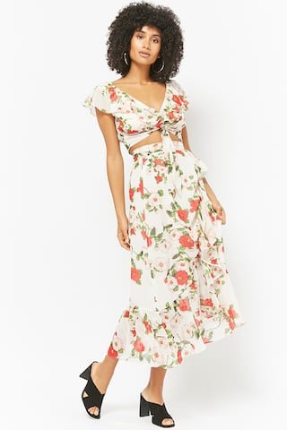 Floral Crop Top & Wrap Skirt Set | Forever 21 (US)
