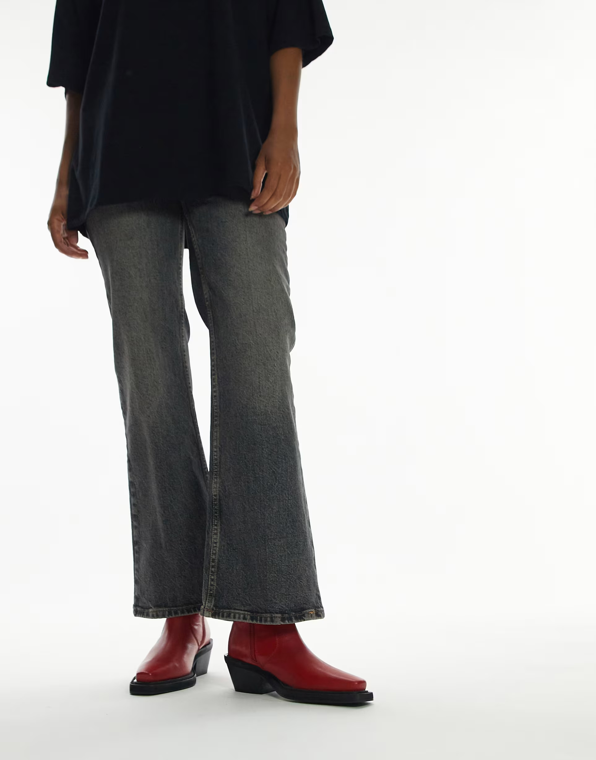 Topshop - Lara - Leren western enkellaarzen in rood | ASOS | ASOS (Global)