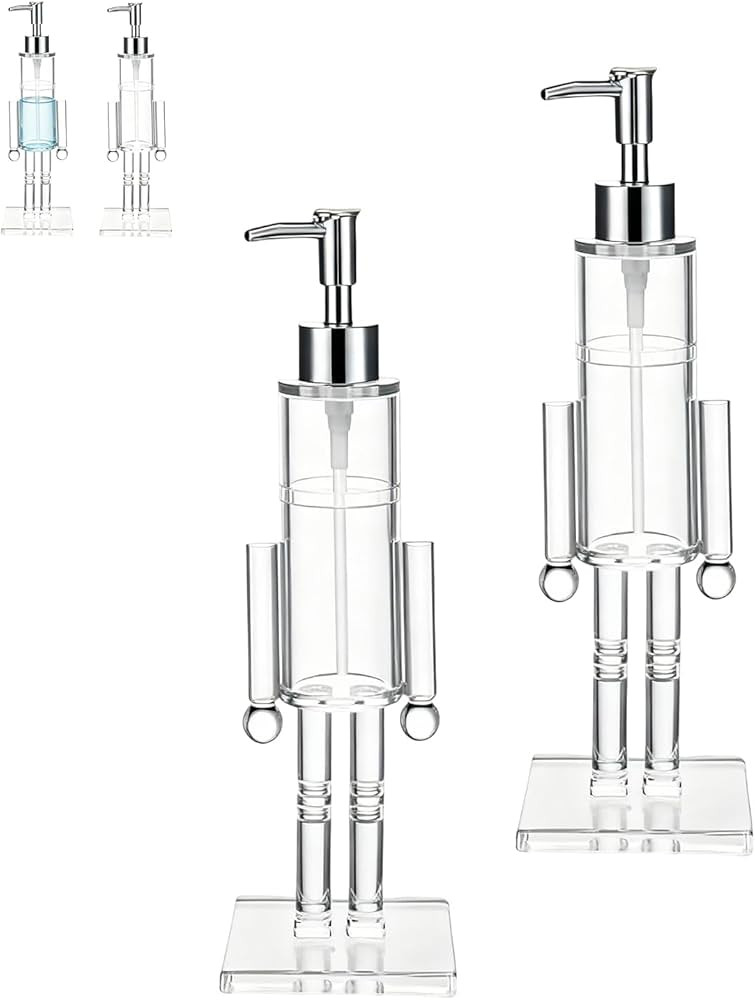 2Pack Nutcracker Soap Dispenser, Clear Acrylic Christmas Hand Soap Dispenser Bathroom, Refillable... | Amazon (US)