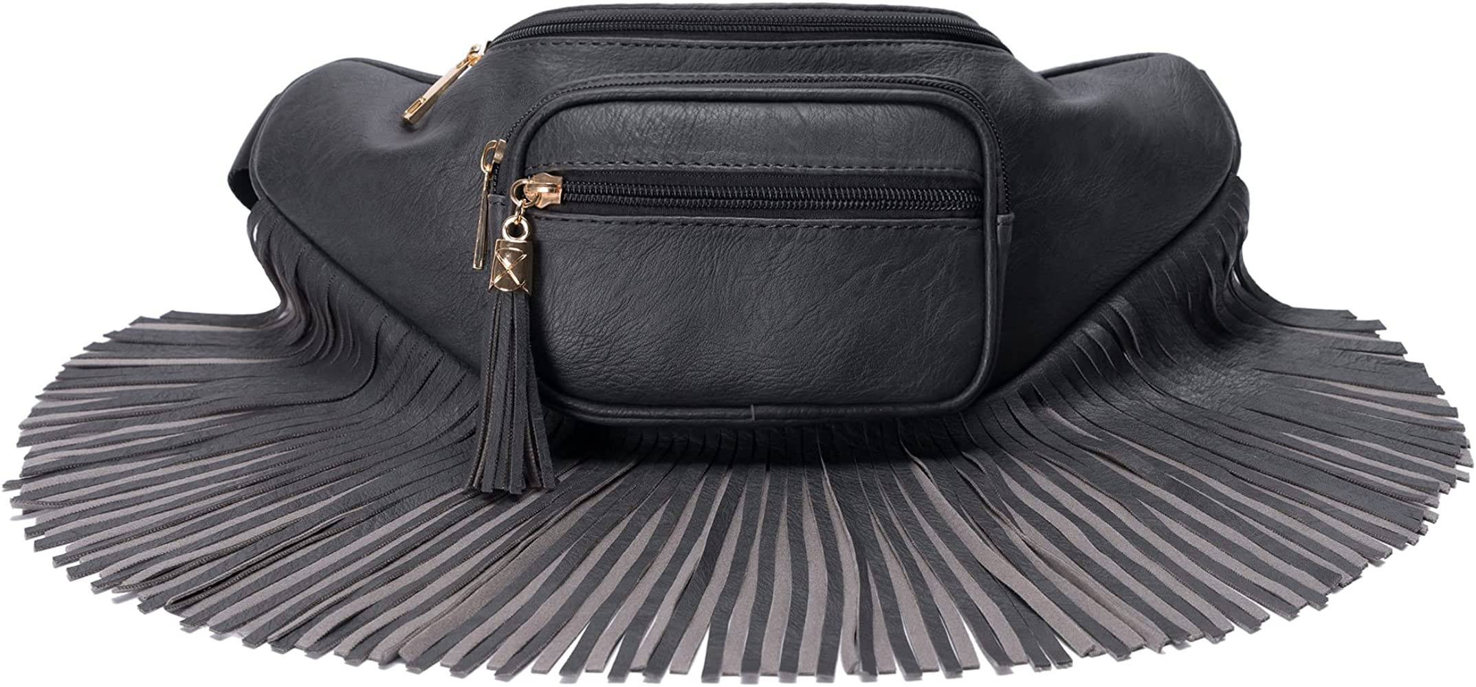 Solene Fringe purse Fanny Pack for women fashion waist packs with Multi Zipper Pockets Enjoy for ... | Amazon (US)