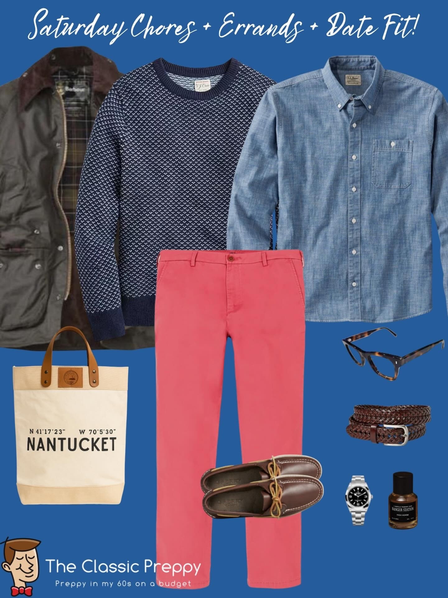Some Saturdays are made for knocking out chores, running errands, and still feeling put together. 

Today is that kind of day. Channeling a little New England today.

Nautical reds, chambray, and a textured navy knit make the perfect late November prep combo.

🧵 Shirt @llbean
🧶 Sweater @jcrew
👖 Chinos @izod 
👞 Boat shoes @sperry
🧥 Jacket @barbour
🧢 Glasses @warbyparker
👜 Tote @nantucket 
🧴 Fragrance @rangerstation.co 


#LTKootd #LTKgrwm #LTKMens