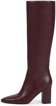 Knee High Boots for Women - Pointed Toe Chunky Heel Long Boots with Side Zipper Women's Fashion T... | Amazon (US)