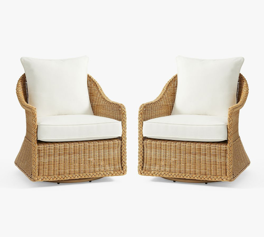 Westport Swivel Outdoor Lounge Chair with Cushion, Sandstone, Set of 2 | Pottery Barn (US)