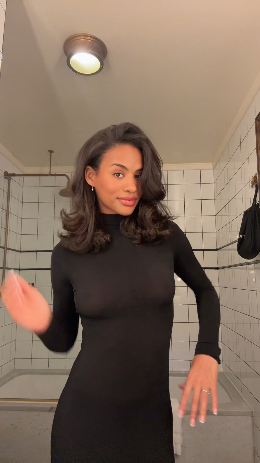 Classy black long sleeve dress. 

It is a tad bit sheer, but nothing some sticky's wouldn't fix.

#LTKStyleTip #LTKMostLoved