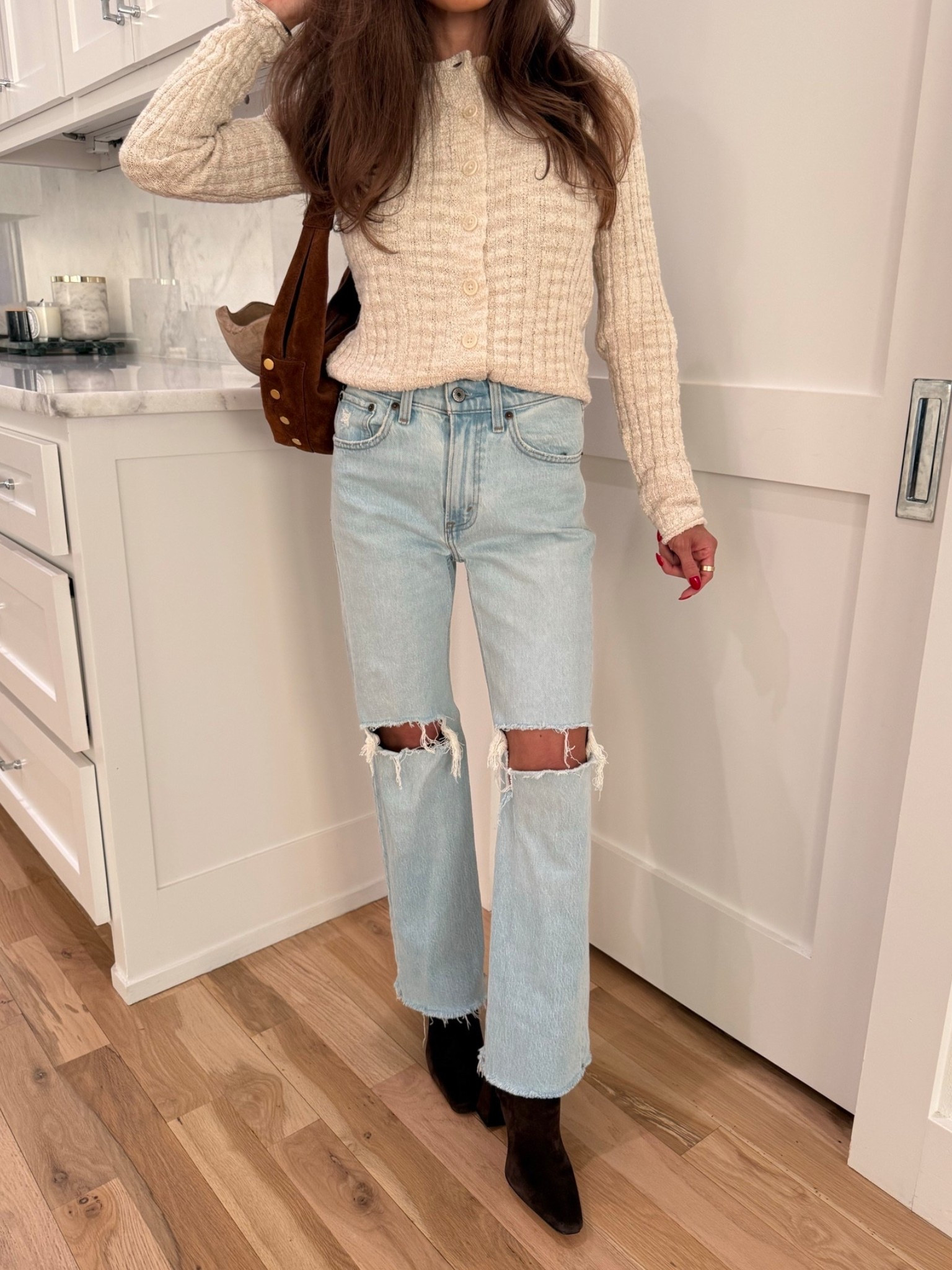 Spring outfit idea ripped jeans target cardigan sweater 

#LTKSaleAlert #LTKgrwm #LTKootd