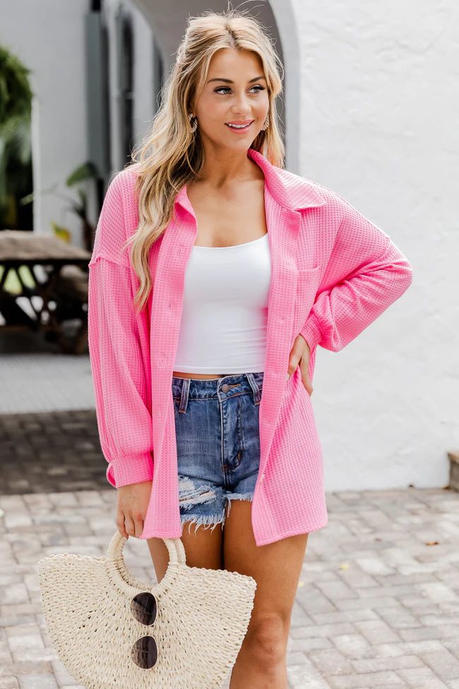 Need A Little More Hot Pink Waffle Shacket | Pink Lily
