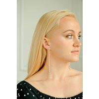 Sterling Silver Earrings, Long Dangle Earrings Beaded With Pyrite Stones, Extra Silver, For Women, Gift Her | Etsy (US)