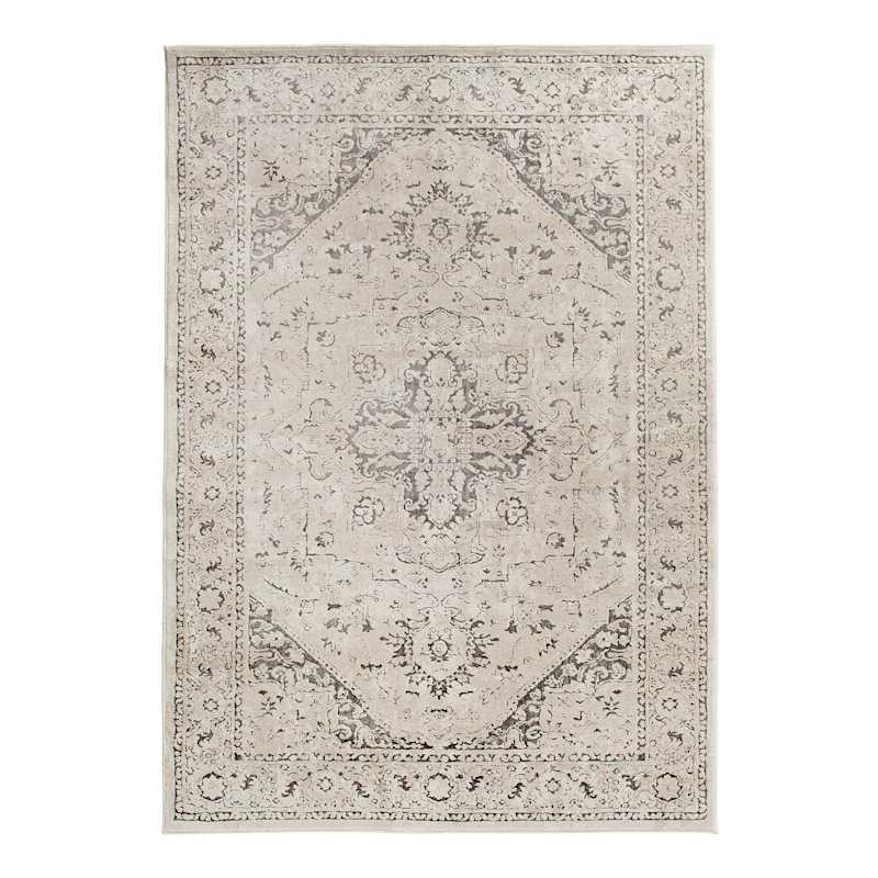 (A413) Clearwater Cream Medallion Area Rug, 8x10 | At Home