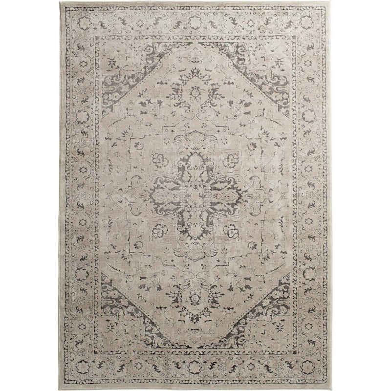 (A413) Clearwater Cream Medallion Area Rug, 8x10 | At Home