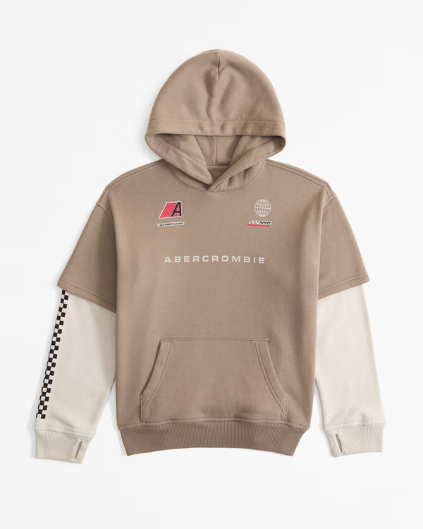 graphic logo twofer hoodie | Abercrombie & Fitch (US)