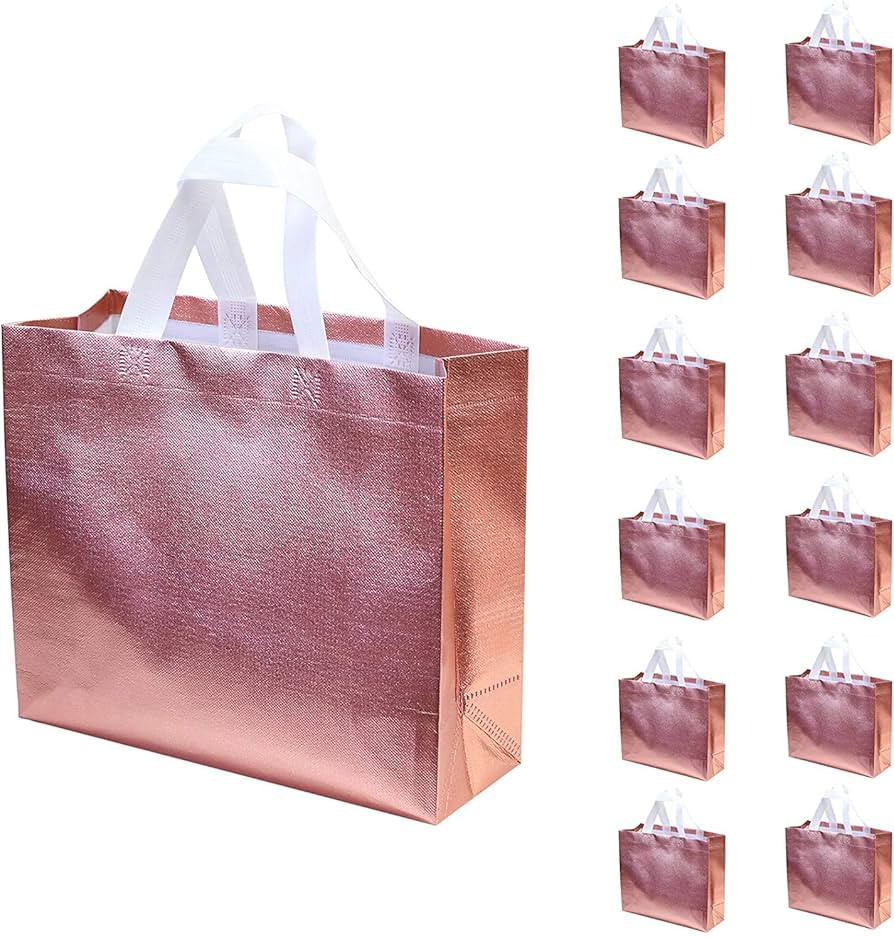 Set of 12 Glossy Reusable Grocery Bags Reusable Gift Bags with Handles Bachelorette Non-Woven Bri... | Amazon (US)