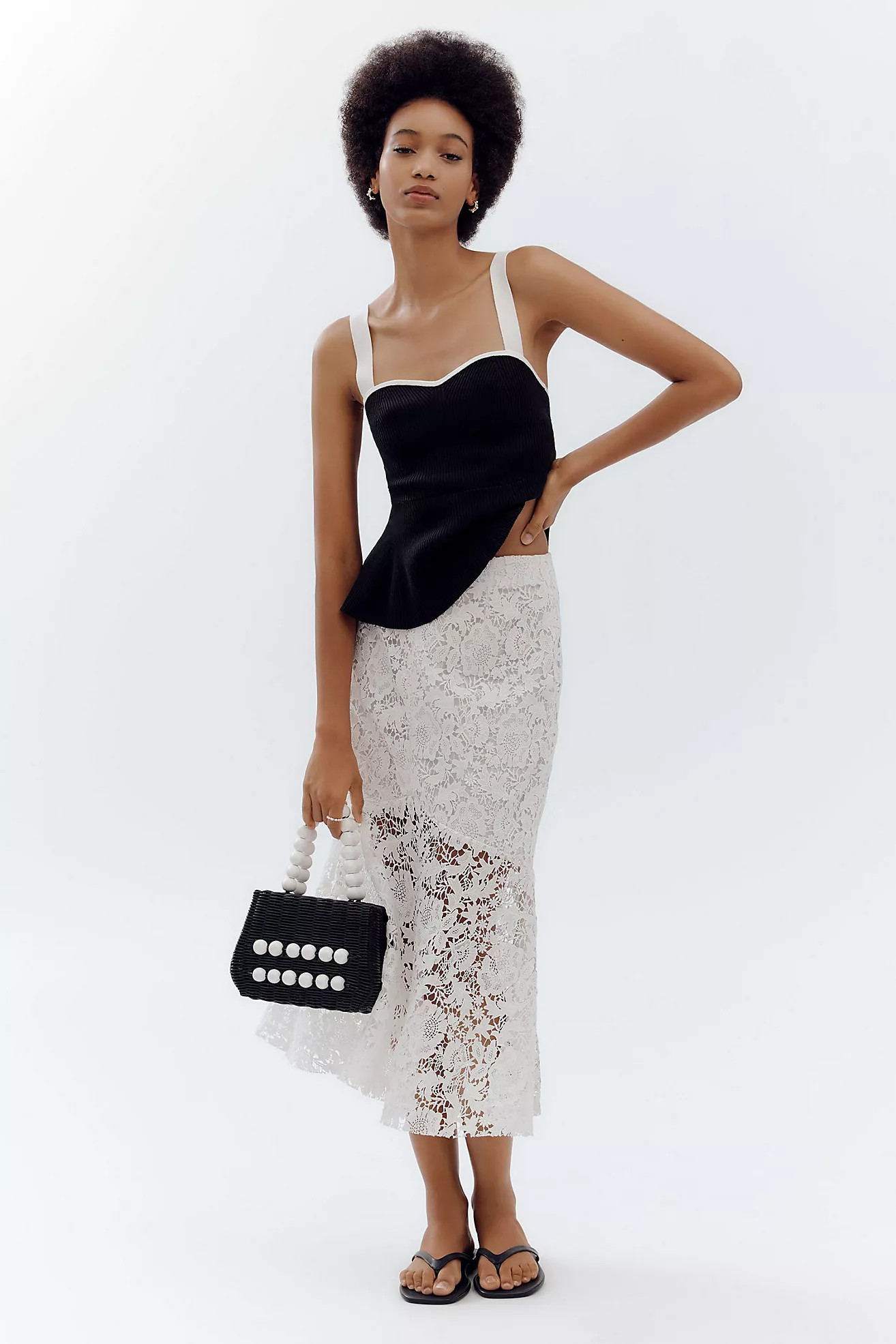 Bagatelle Flared Lace Midi Skirt Secondhand | Anthropologie (US)