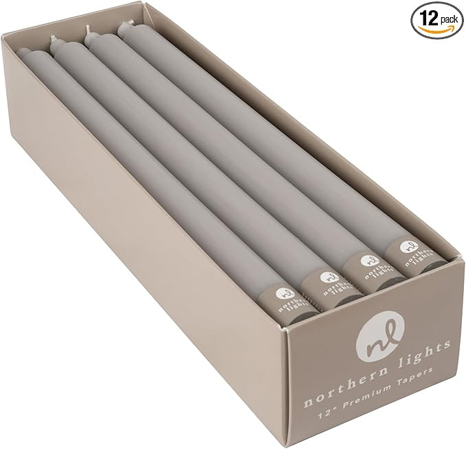 Northern Lights Candles - 12" 12pk Tapers - Stone - 72773 | Amazon (US)