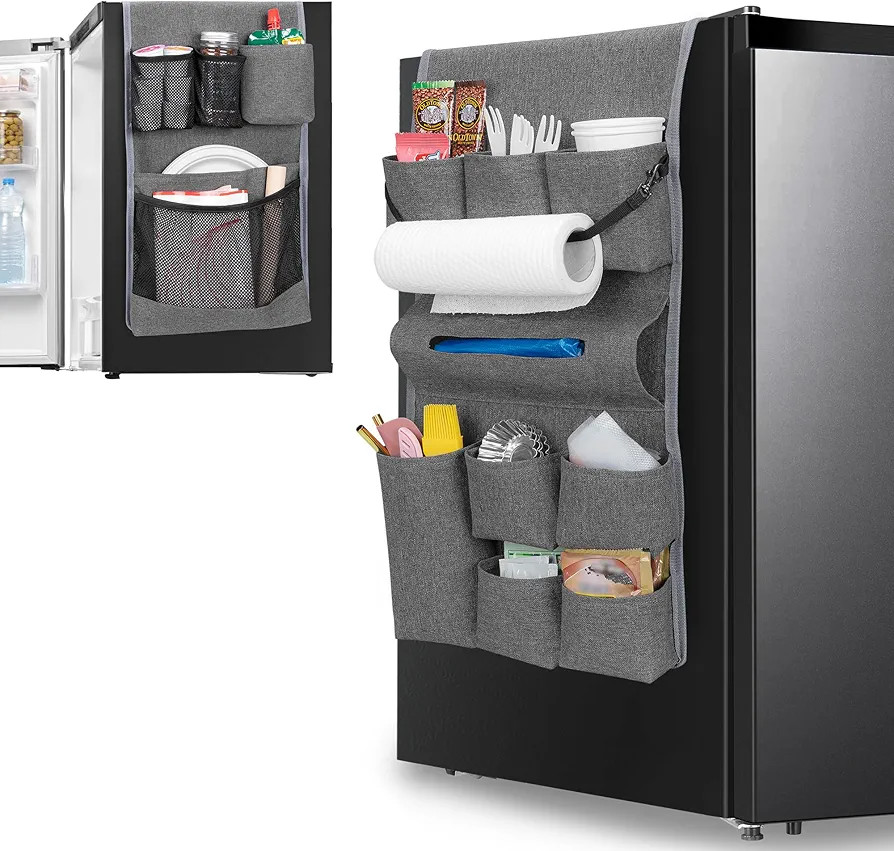 Rexmica Mini Fridge Organizer, Dust Cover with 14 Pockets for Most Household Refrigerators, Hangi... | Amazon (US)
