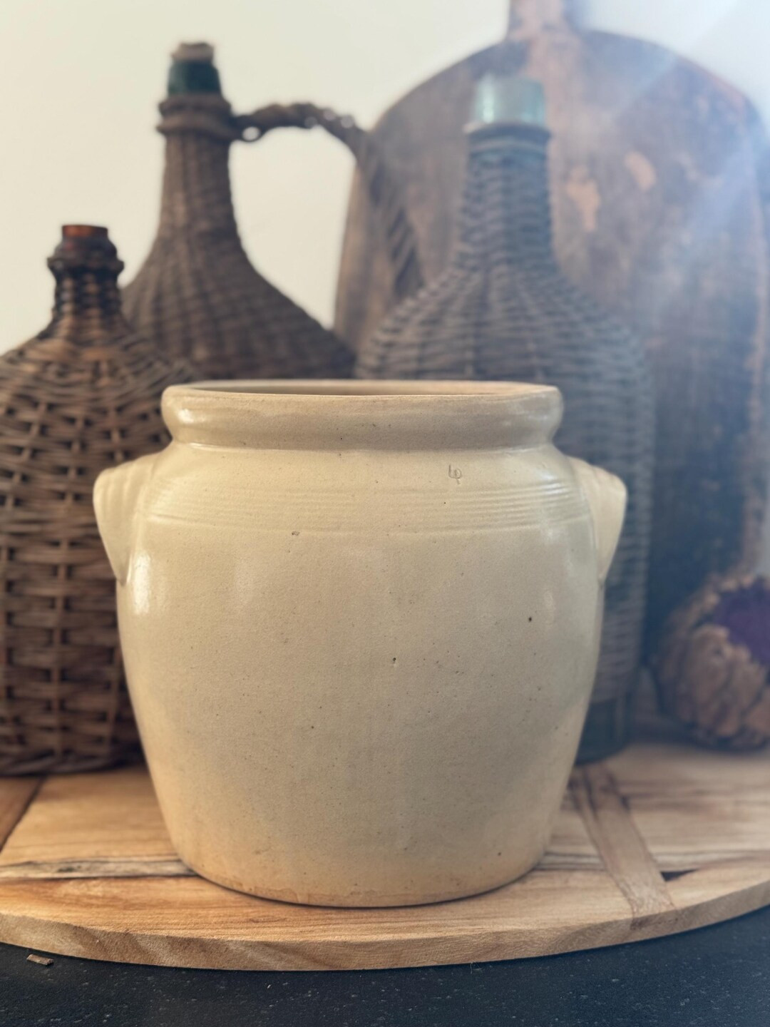 Antique French Confit Pot No. 4 | Vintage French Stoneware Confit with Cream Glaze | Rustic Europ... | Etsy (US)