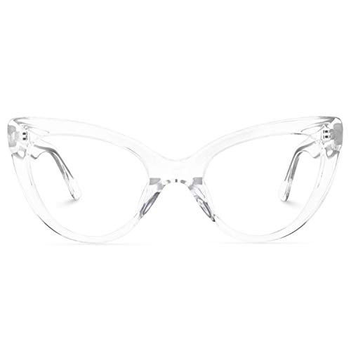 Zeelool Women's Stylish Cat Eye Glasses Frame with Clear Lens Claudette ZOA01968-02 Crystal | Amazon (US)
