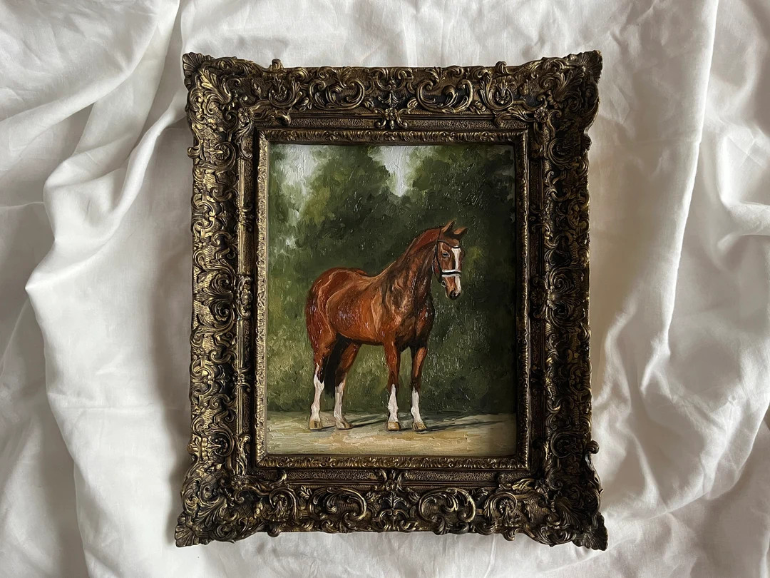 Original and Unique Framed Oil Painting of a Horse 14x12 Inches Framed Horse Portrait Unique Farm... | Etsy (US)