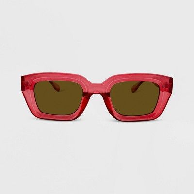 Women's Plastic Chunky Square Crystal Sunglasses - Wild Fable™ Red | Target