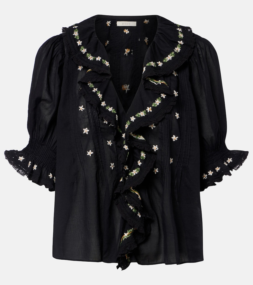 Dôen Hettie floral embroidered ruffled cotton blouse | Mytheresa (US/CA)