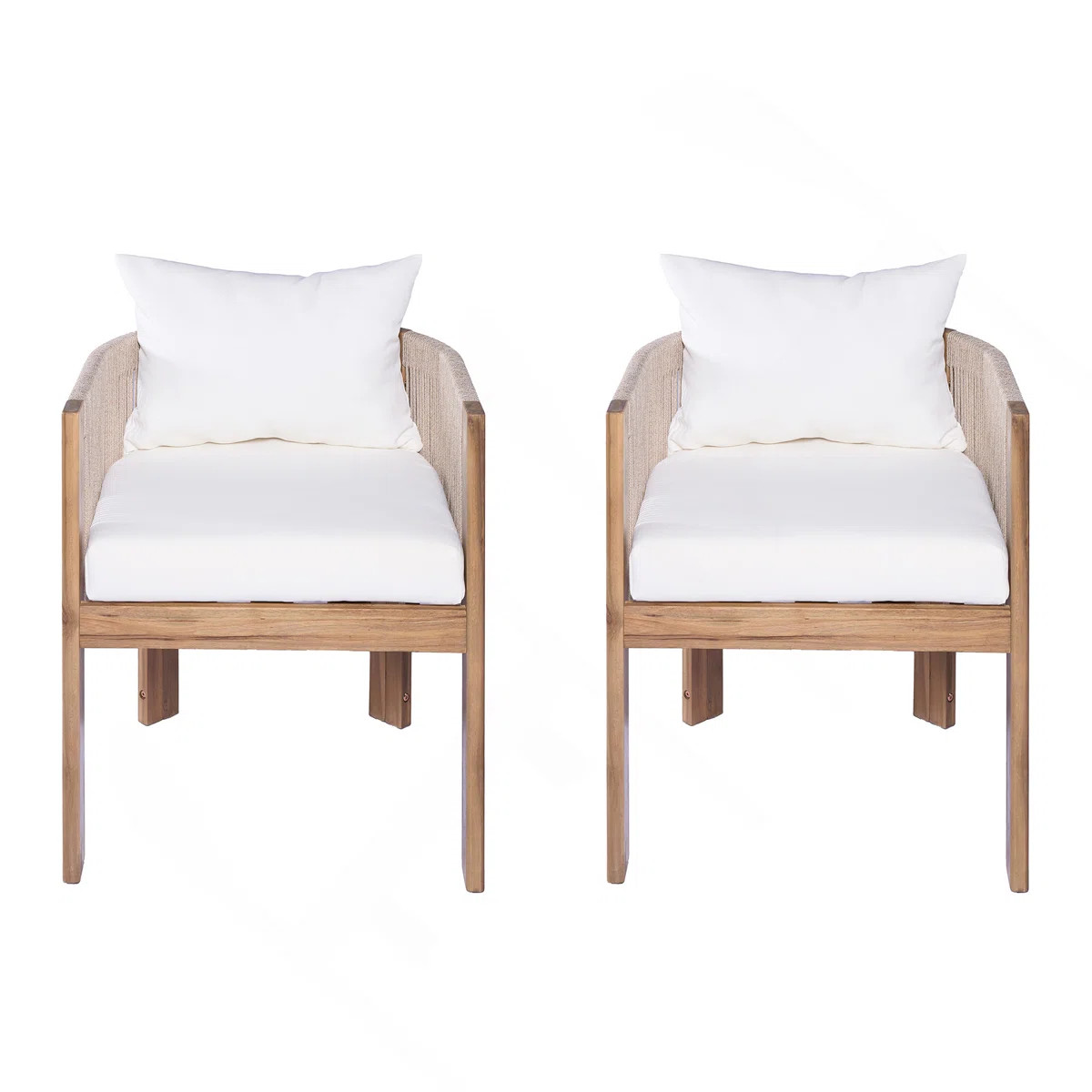 Red Barrel Studio® Kade Patio Acacia Wood Dining Chairs With Rope Back | Wayfair | Wayfair North America