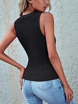 Womens Tank Tops Crewneck Texture Summer Sleeveless Tops Casual Slim Fitted Basic Racerback Shirt... | Amazon (US)