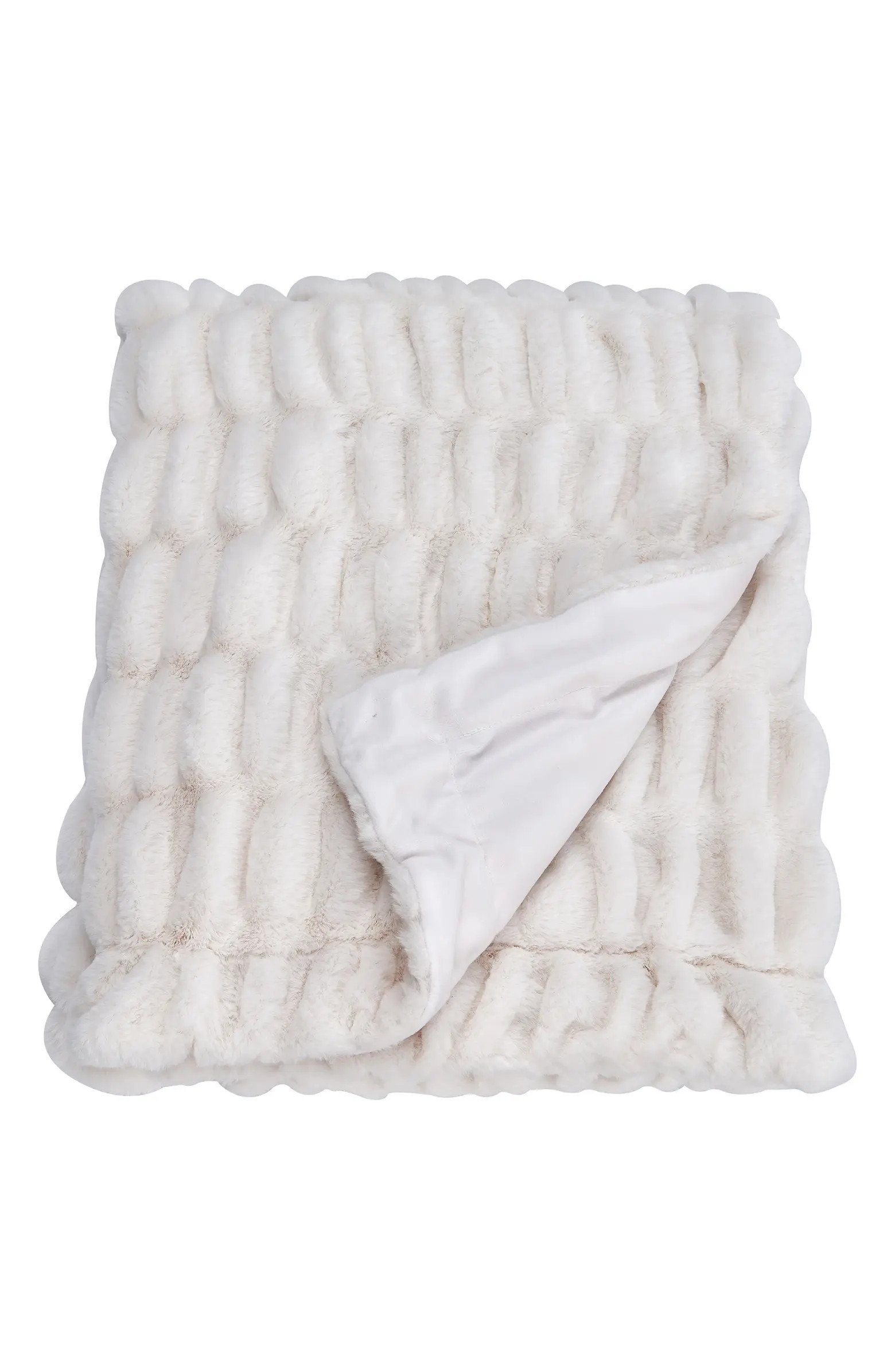 Faux Fur Reversible Throw Blanket | Nordstrom Rack