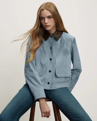 Veronica Beard Walters Suede Jacket Blue Steel | Veronica Beard