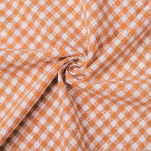 HHZZMIAO 57”W x 36”L Gingham Poly-Cotton Fabric Cut By The Yard, Checkered Plaid Vintage Fabric for DIY, Homespun, Handmade,Sewing and Home Textiles(Orange,1 Yard) | Amazon (US)