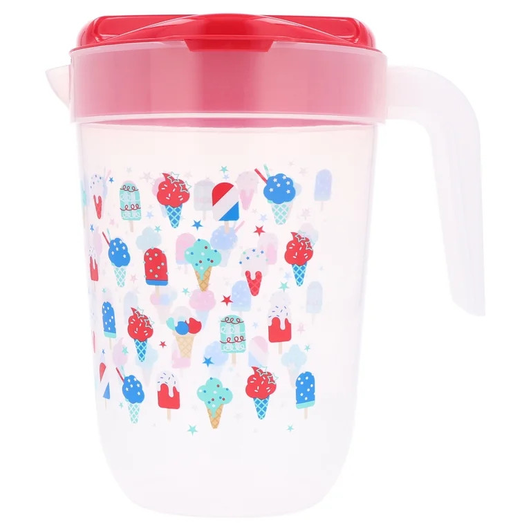 Ice Pops and Ice Cream Cones Plastic Pitcher, Red/White/Blue, 1 Gal, Patriotic by Way To Celebrat... | Walmart (US)