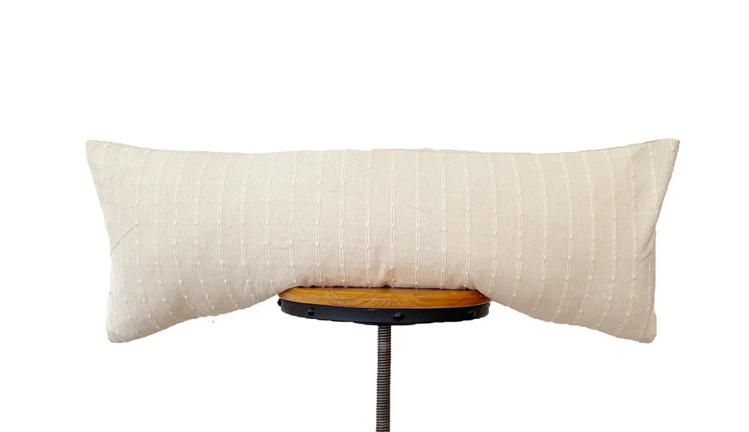 Chiangmai Cotton Pillow, Cream Striped Pillow Cover, Lumbar Pillow Cover 12x2014x2014x34fit 14x36... | Etsy (US)
