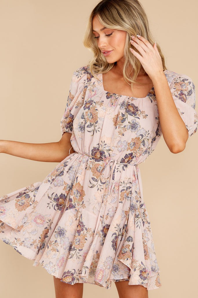 Pretty Magnificent Taupe Floral Print Dress | Red Dress 