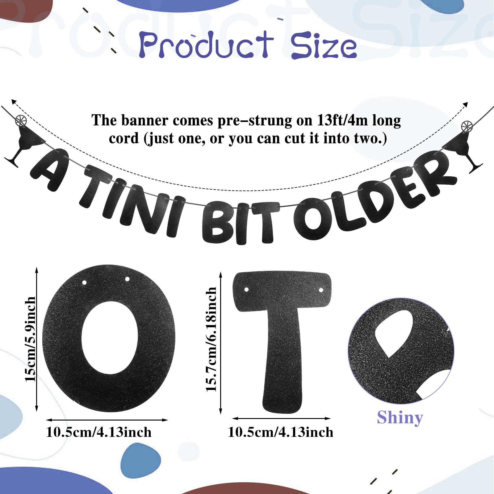 A Tini Bit Older Banner, Pre Strung Martini Birthday Party Decorations, Glitter Tini Bar Themed B... | Amazon (US)