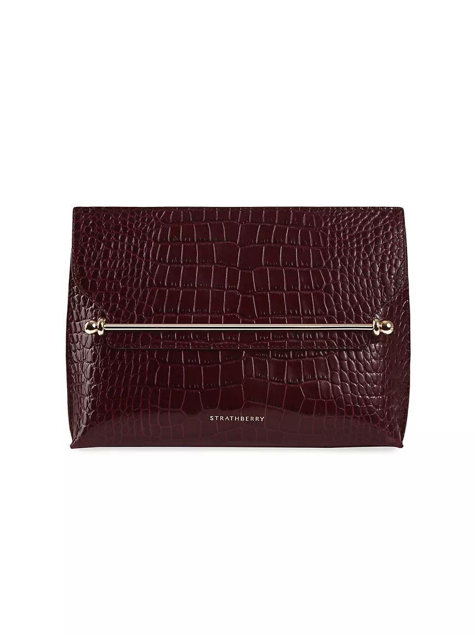 Stylist Croc-Embossed Leather Clutch-on-Chain | Saks Fifth Avenue