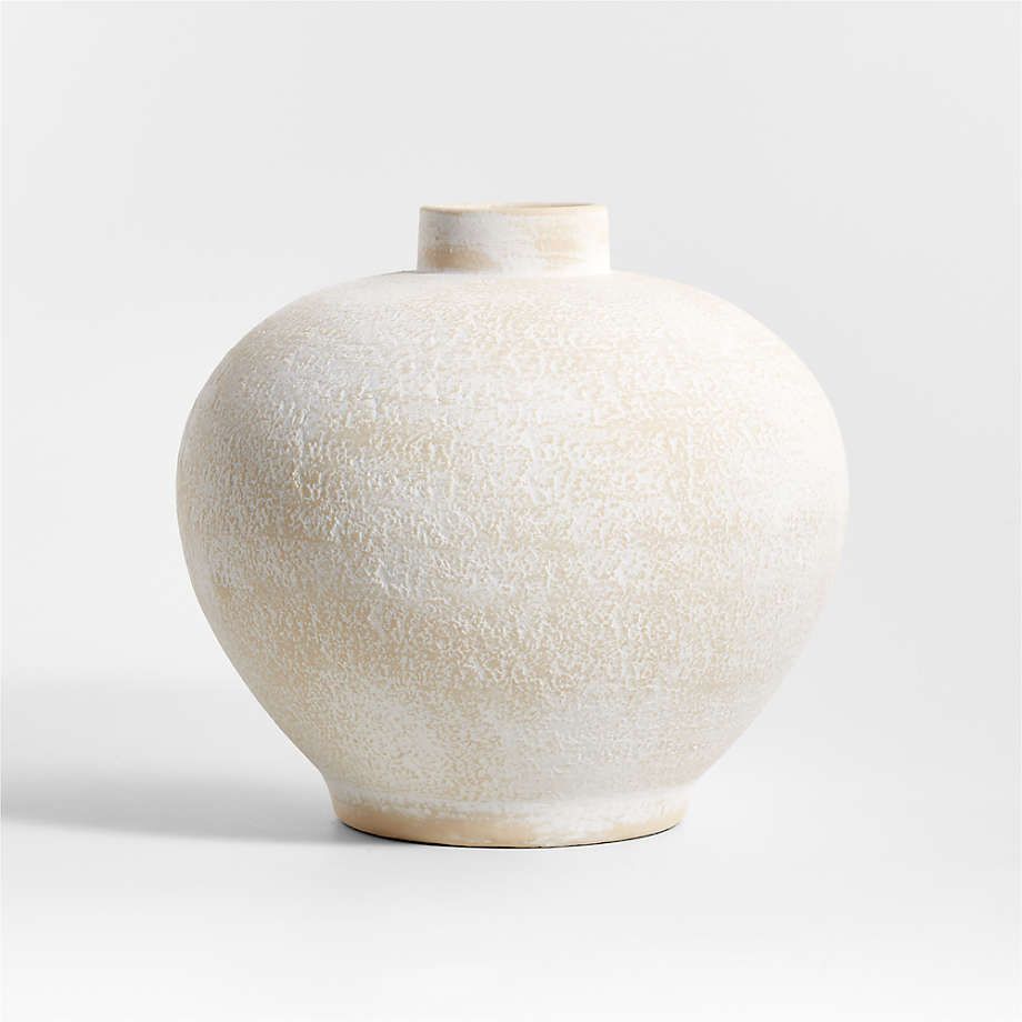 Ophelia Matte White Round Vase 10" + Reviews | Crate & Barrel | Crate & Barrel