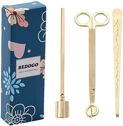BEDOGO Flowers Theme Candle Accessory Set,with Wick Trimmer, Wick Dipper, Candle Snuffer, Elegant... | Amazon (US)
