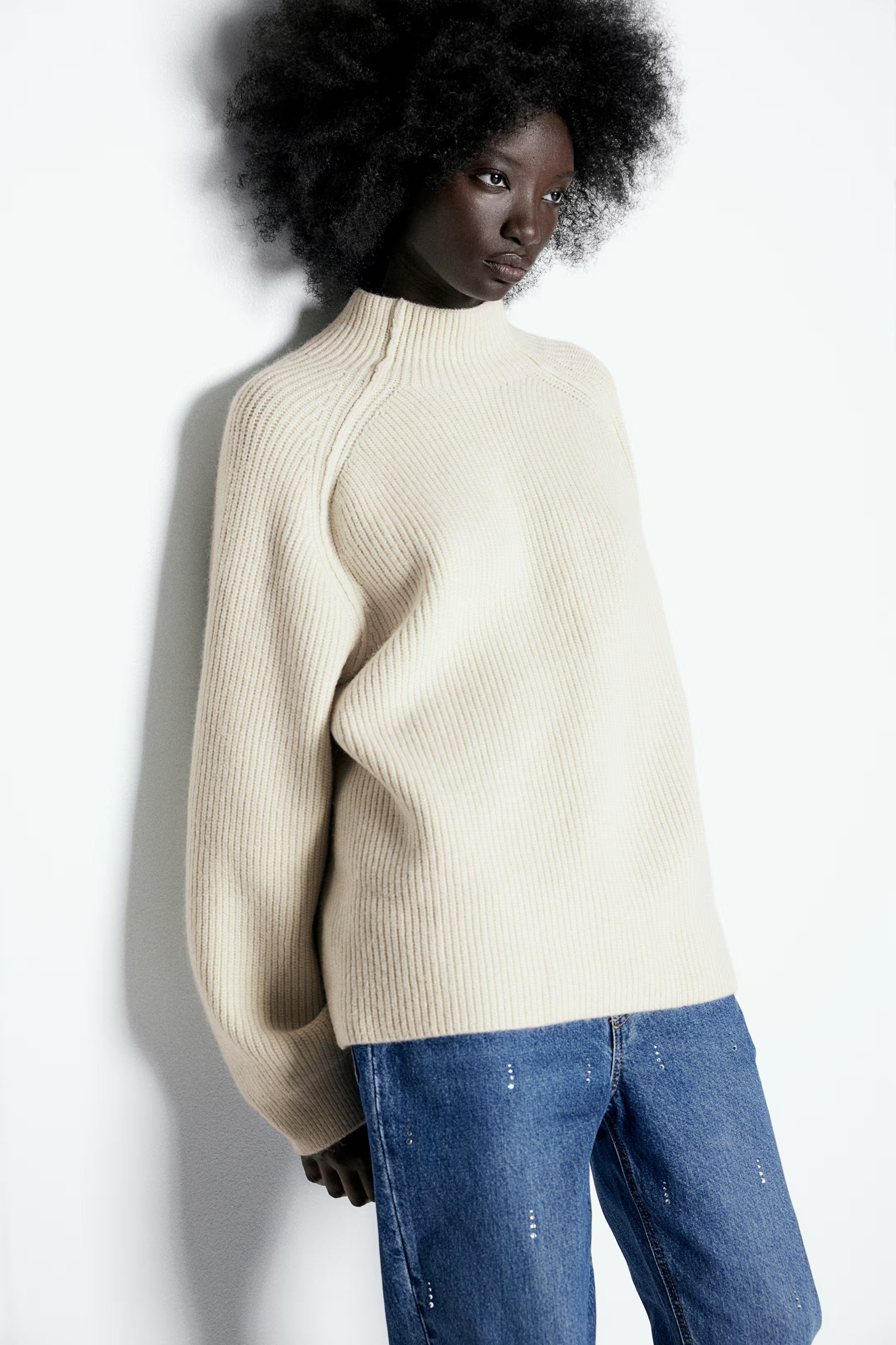 Rib-Knit Mock Turtleneck Sweater | H&M (US + CA)