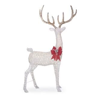 Home Accents Holiday 8.5 ft Warm White LED Giant Buck with Bow Holiday Yard Decoration | The Home Depot