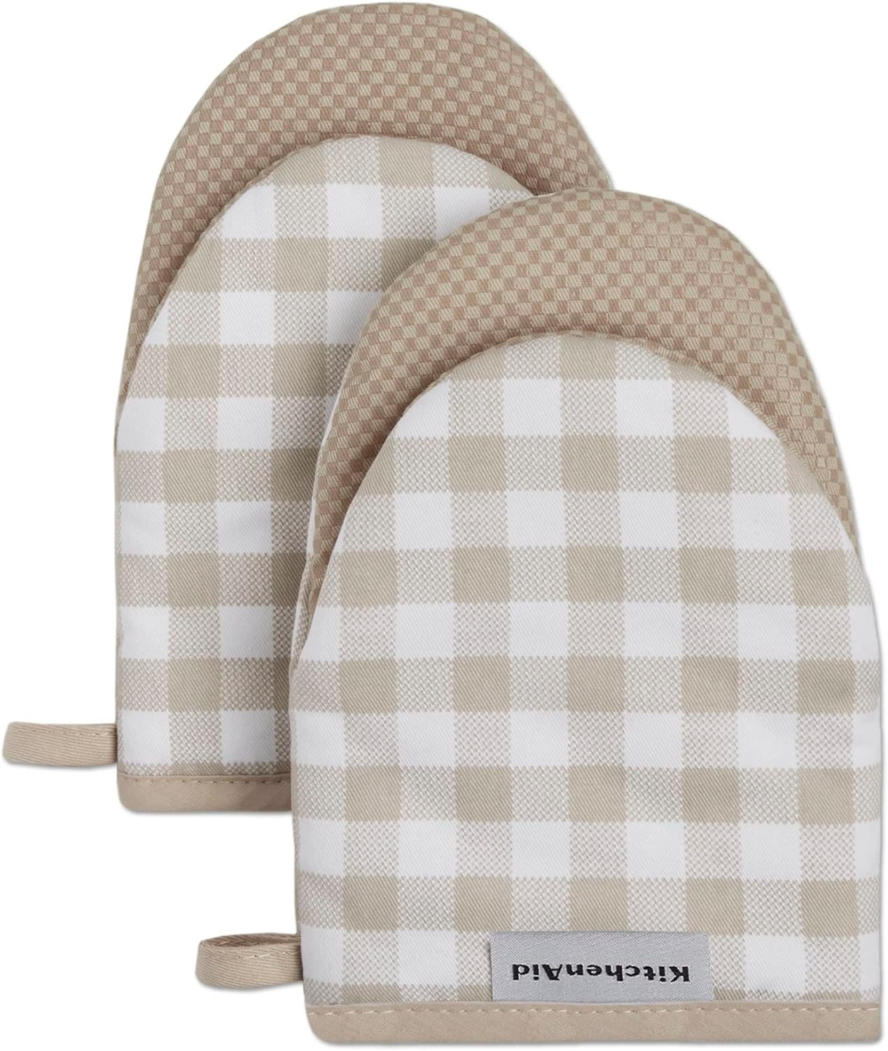 KitchenAid Gingham Mini Oven Mitt 2-Pack Set, Milkshake Tan, 5.5"x8" | Amazon (US)