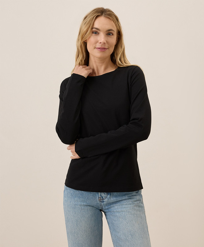 Women’s Luxe Stretch Jersey Slim Long Sleeve Tee made with Organic Cotton | Pact | Pact Apparel