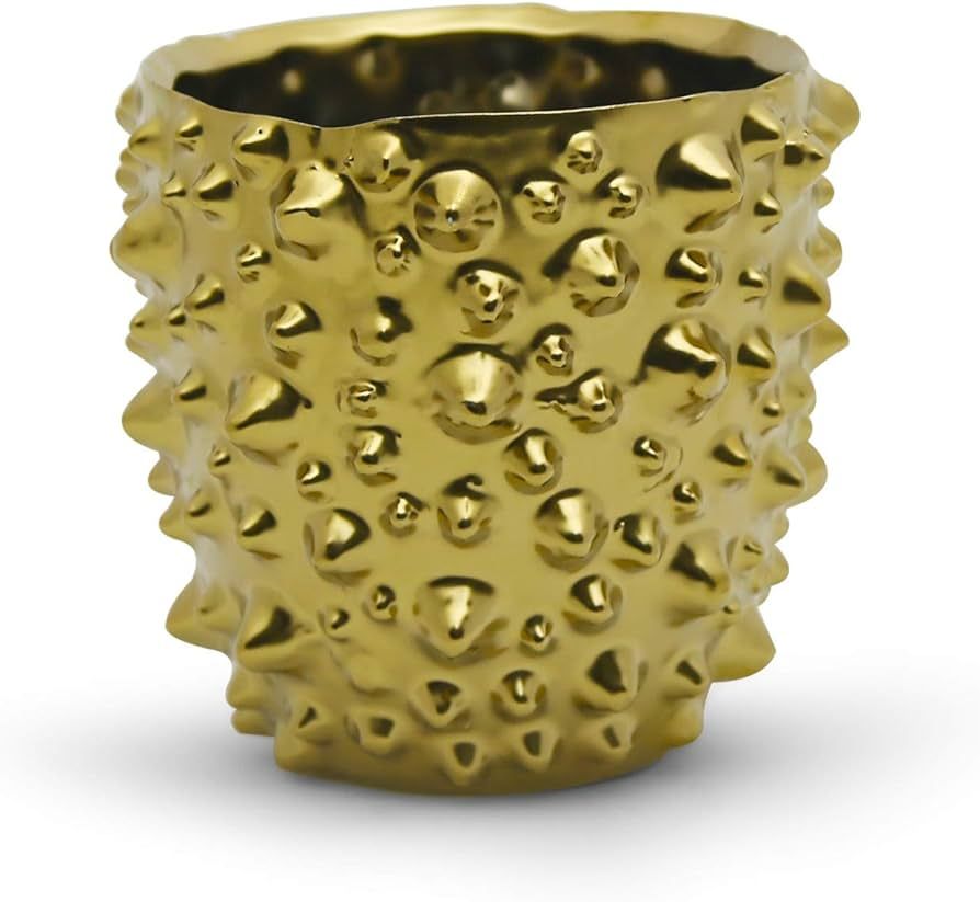 WGV Ceramic Vase, Width 5.3", Height 5.1", Spike Antique Pot, Gold with Dot Pattern Shiny Planter... | Amazon (US)