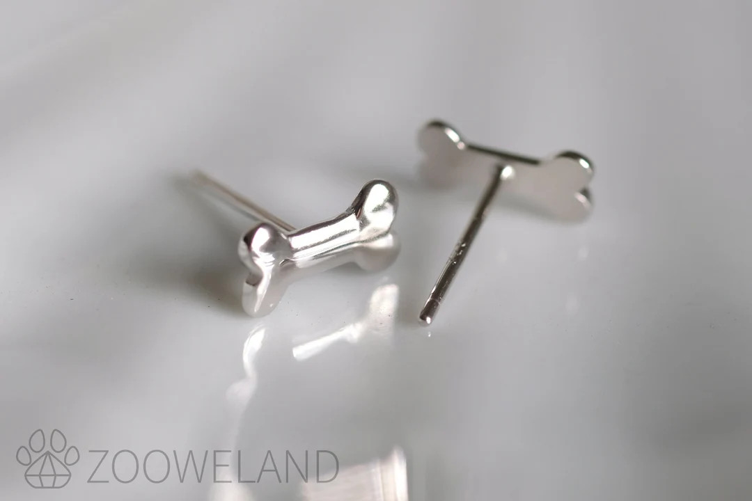 Dog Bone Silver Earrings Dainty 925 Sterling Silver Stud Friction Push Back Earrings for Children... | Etsy (US)