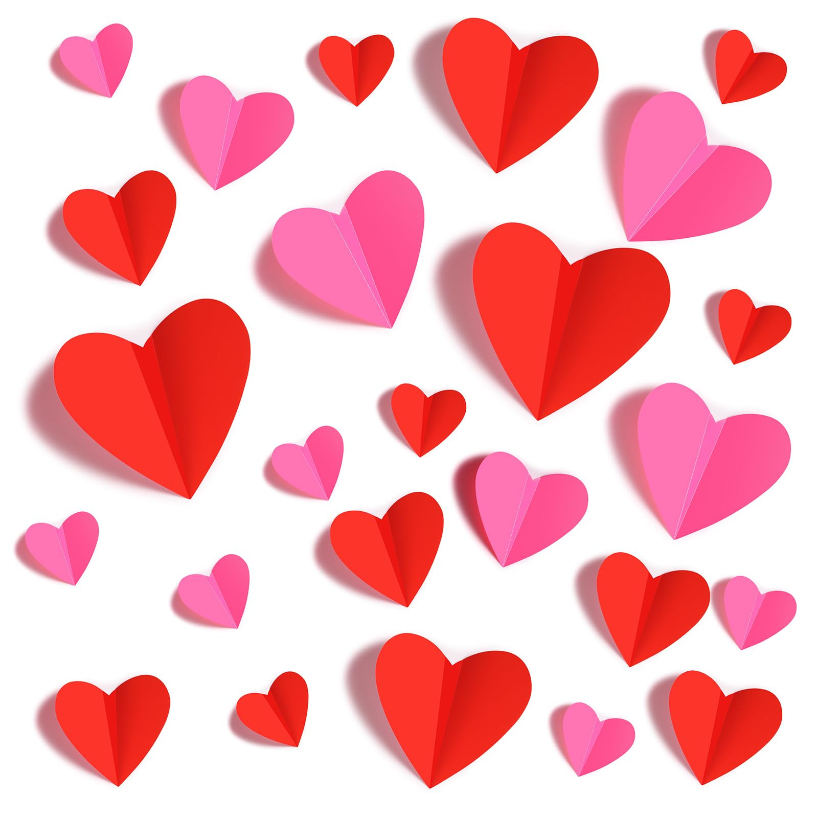 60 Pcs Valentines-Day-Wall-Decorations, 3D Heart Valentine Wall Stickers, Waterproof Wall Decals,... | Amazon (US)