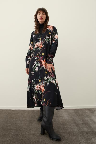 Tie Belt Shirt Dress | Floral Dress | Dresses | Winter Dress | Winter Dresses | Winter Outfit |  | H&M (US + CA)