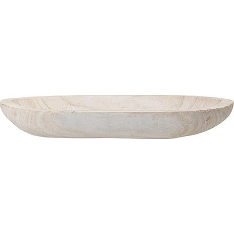 Amazon.com: Bloomingville Hand-Carved Paulownia Wood Bowl with Whitewashed Finish : Home & Kitche... | Amazon (US)